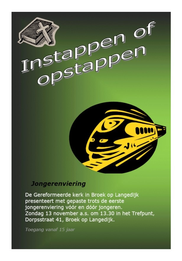 Eerste jongerenviering in Broek op Langedijk Instappen of Opstappen