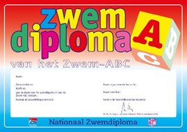 Kick Faas heeft als 4 jarige zijn zwemdiploma A behaald