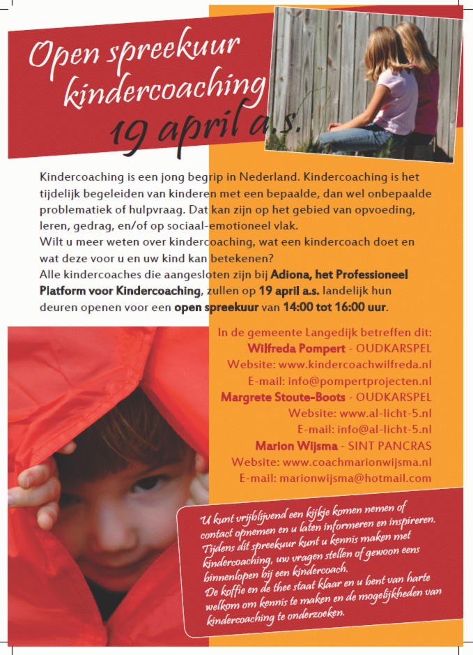Open Spreekuur Kindercoaching 19 april
