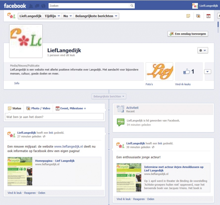 Lief Langedijk nu ook op facebook