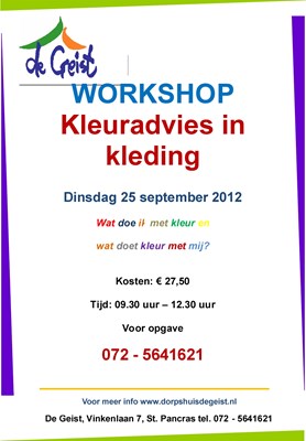 Workshop Kleuradvies in Dorpshuis De Geist