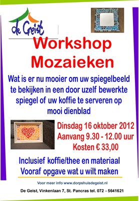 Workshop Mozaieken in Dorpshuis De Geist