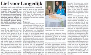 Stichting Lief Langedijk in het Langedijker Nieuwsblad