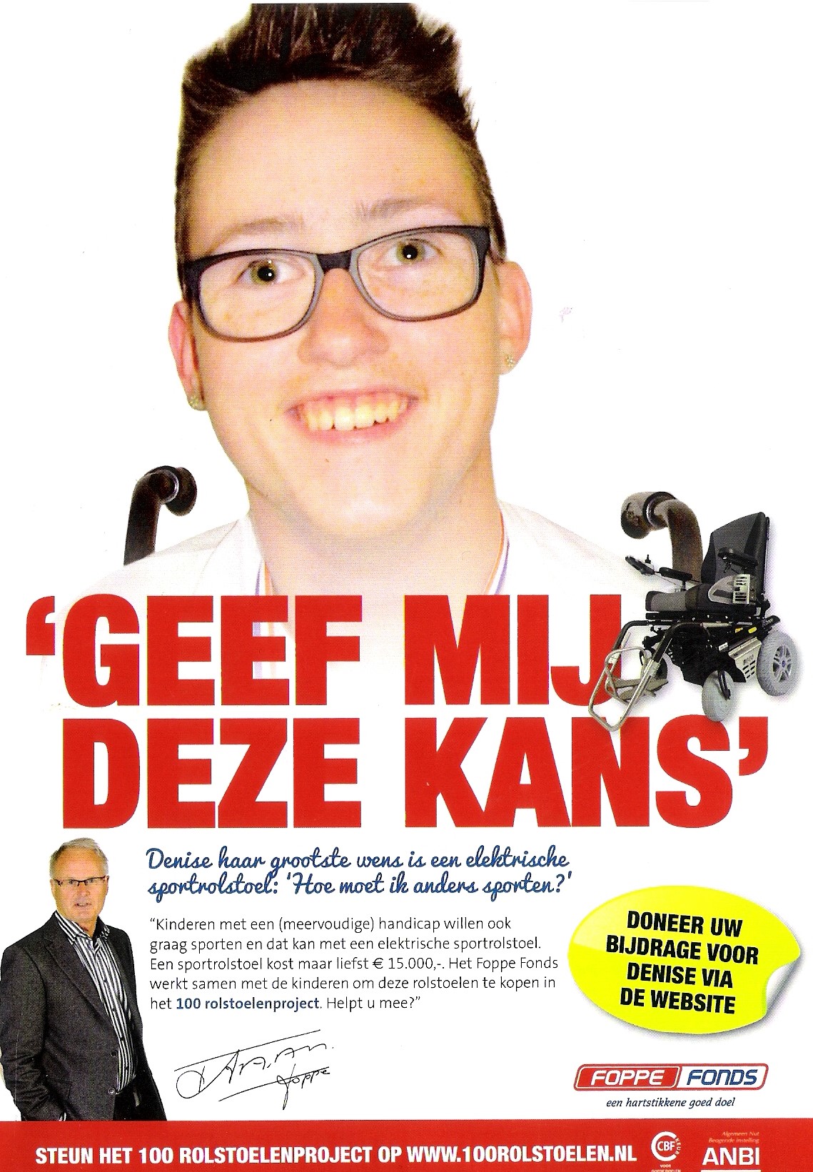 Spaar mee voor Denise haar nieuwe sportrolstoel voor e-hockey