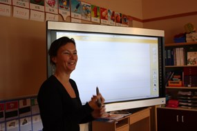 Schrijven met een speciale pen op de touchscreen
