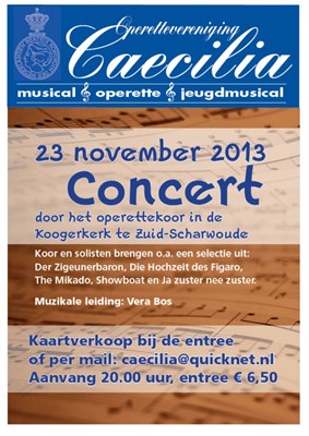 Musical/Operette Caecilia geeft concert in Kooger Kerk 