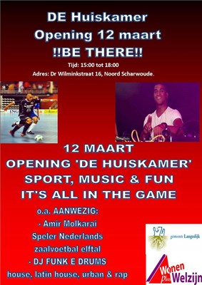 Opening De Huiskamer op 12 maart