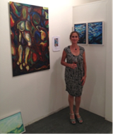 Theresia Prud’homme de Lodder tijdens een expositie bij Galerie McSorley in ’s-Graveland