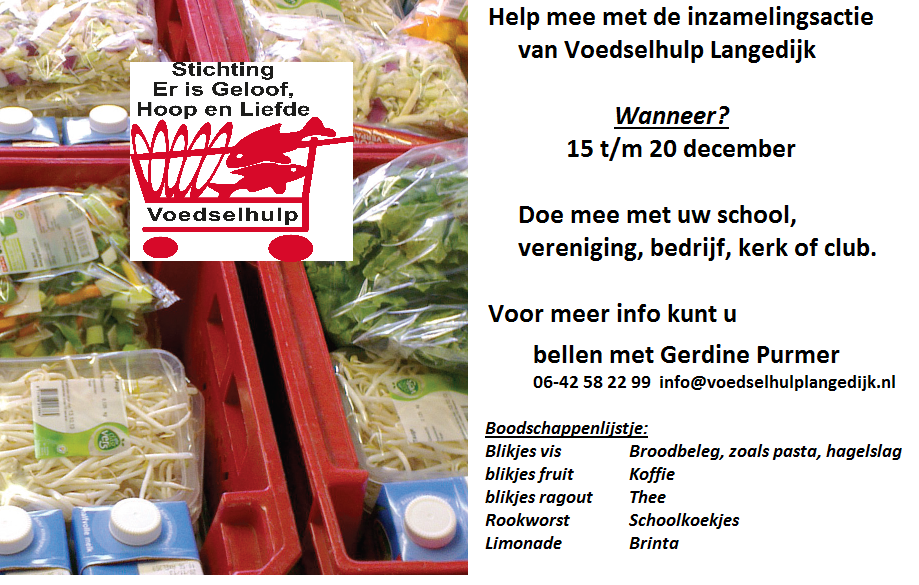 Inzamelingsadressen gezocht voor actie Voedselhulp Langedijk