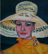 portret van Sophia Loren gemaakt door Theresia Prud’ Homme in 2001. Acrylverf op doek 50x50cm