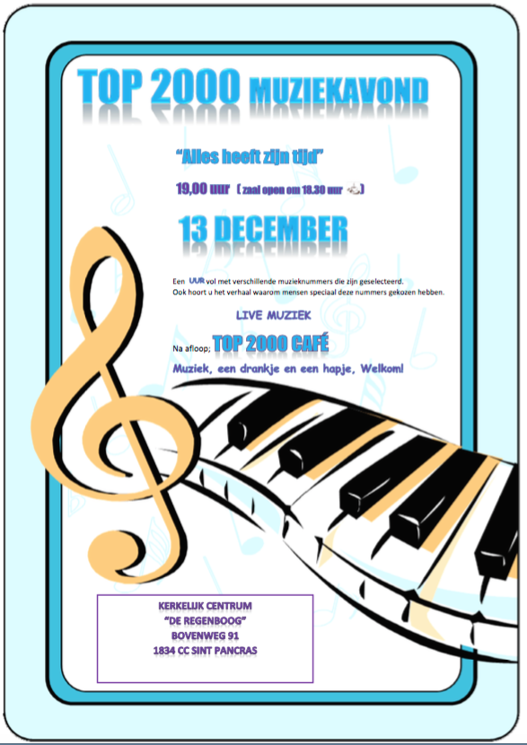 TOP2000 kerkdienst “Alles heeft zijn tijd”                   