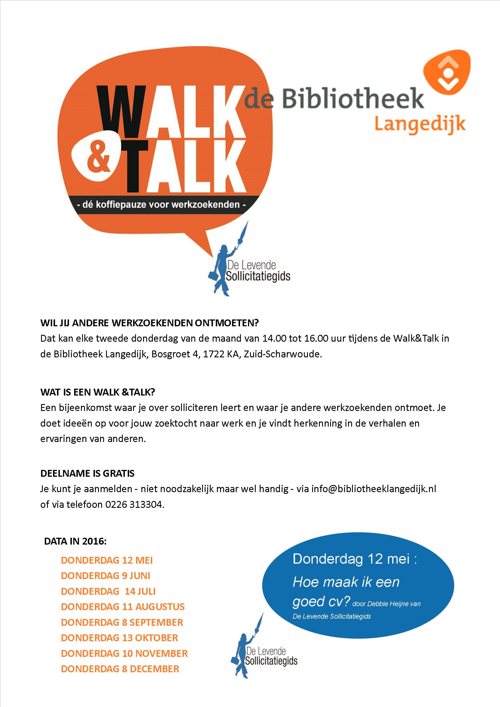 Eerste Walk & Talk op donderdag 12 mei in de bibliotheek