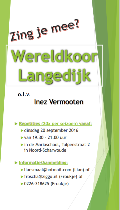 Wereldkoor Langedijk zoekt leden